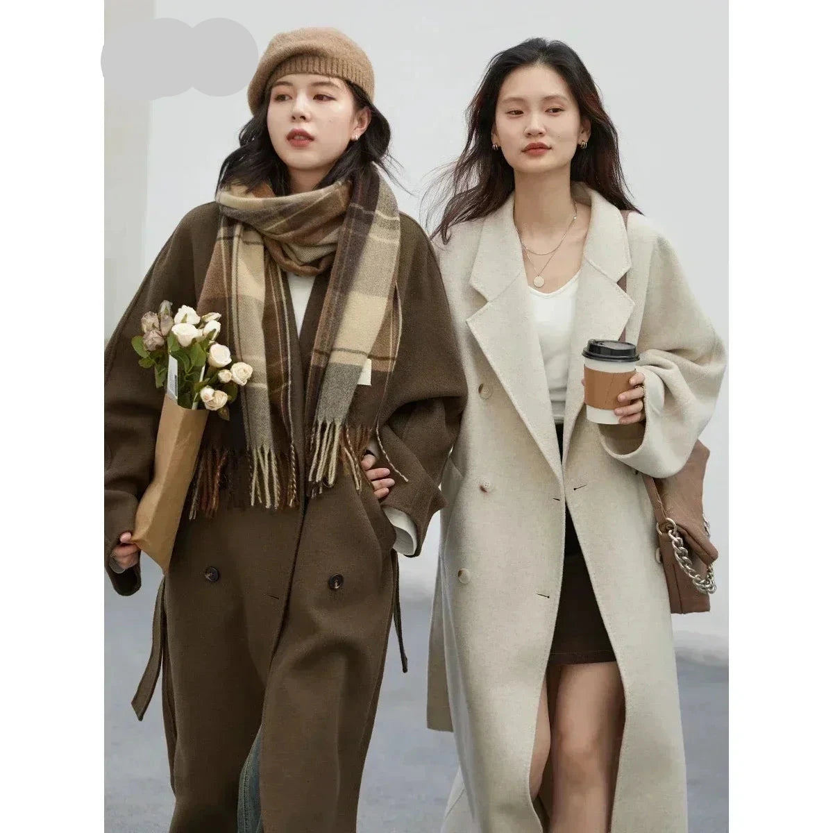 Women's Elegant Double Breasted Windproof Coat for Autumn and Winter