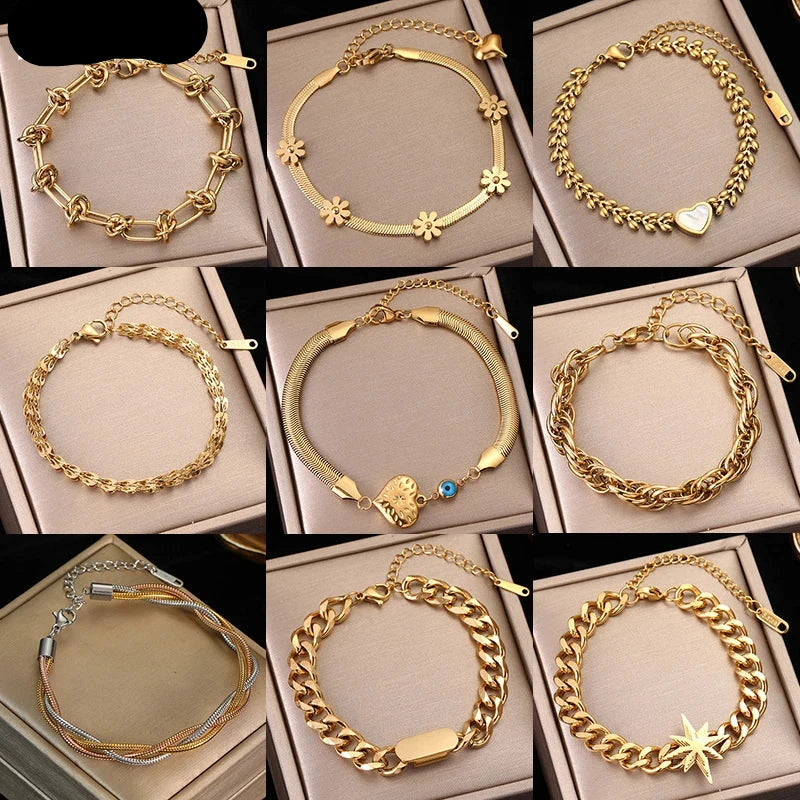 "Stylish Gold Stainless Steel Bracelet - Fashion Gift"