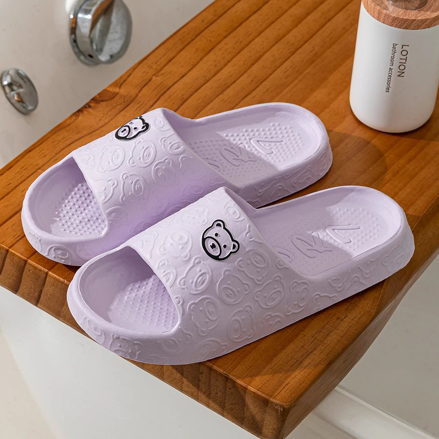 Summer Women's Cute Bear Printed Indoor Bathroom Slippers