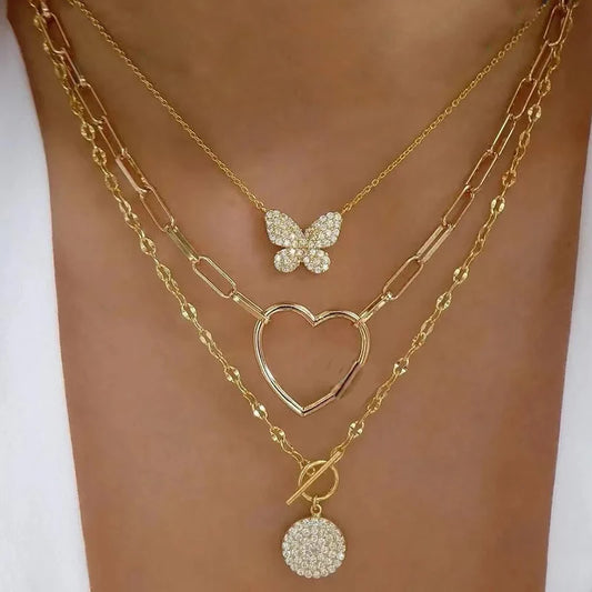 Multilayer Crystal Butterfly Necklaces for Women