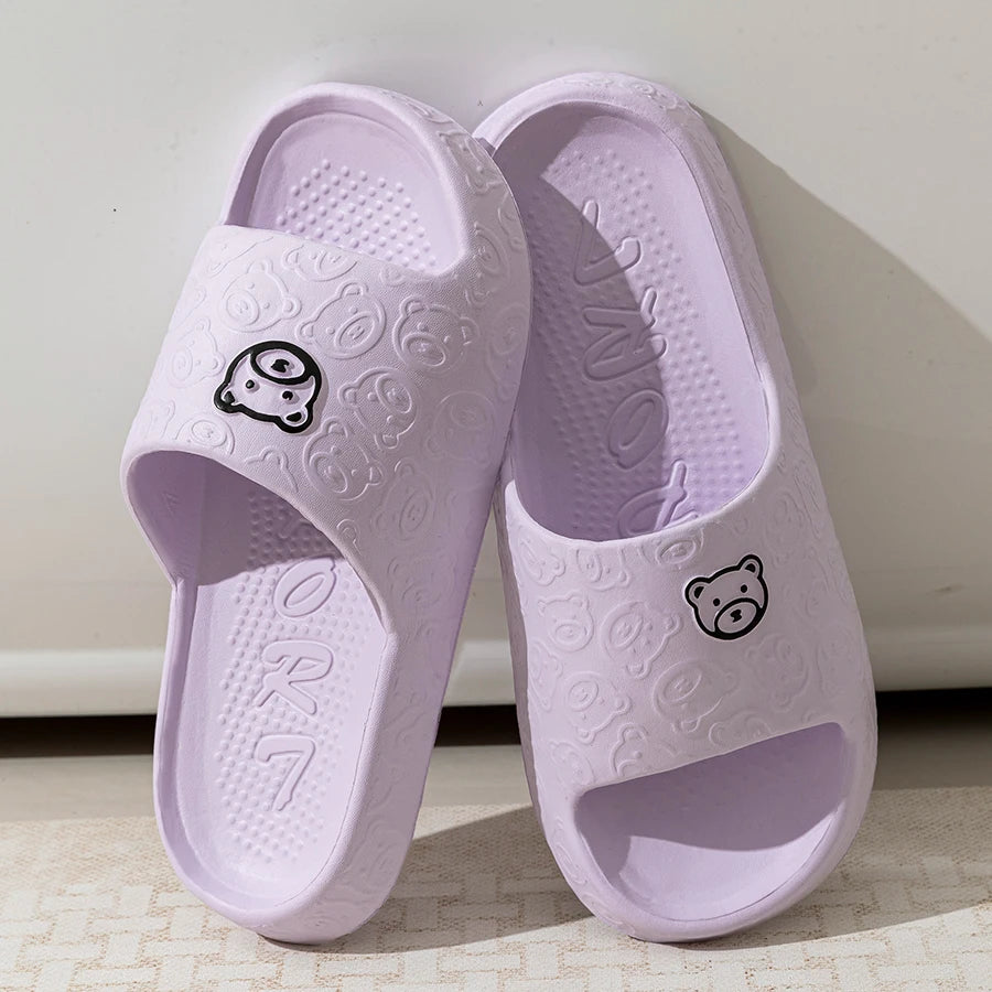 Summer Women's Cute Bear Printed Indoor Bathroom Slippers