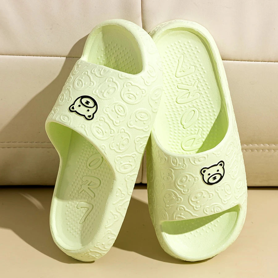 Summer Women's Cute Bear Printed Indoor Bathroom Slippers