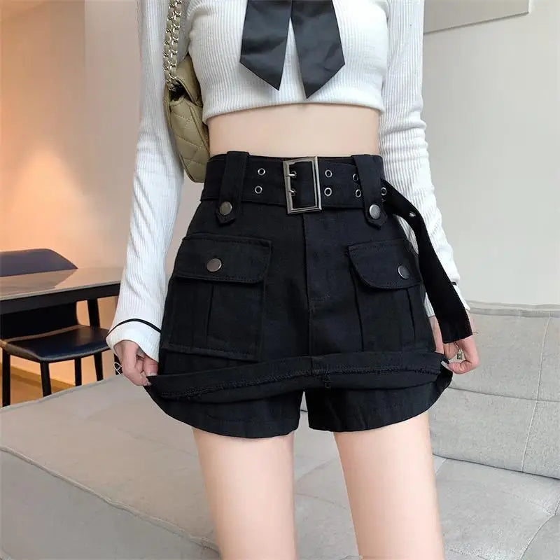 Women's Multi Pocket Mini Denim Skirt,